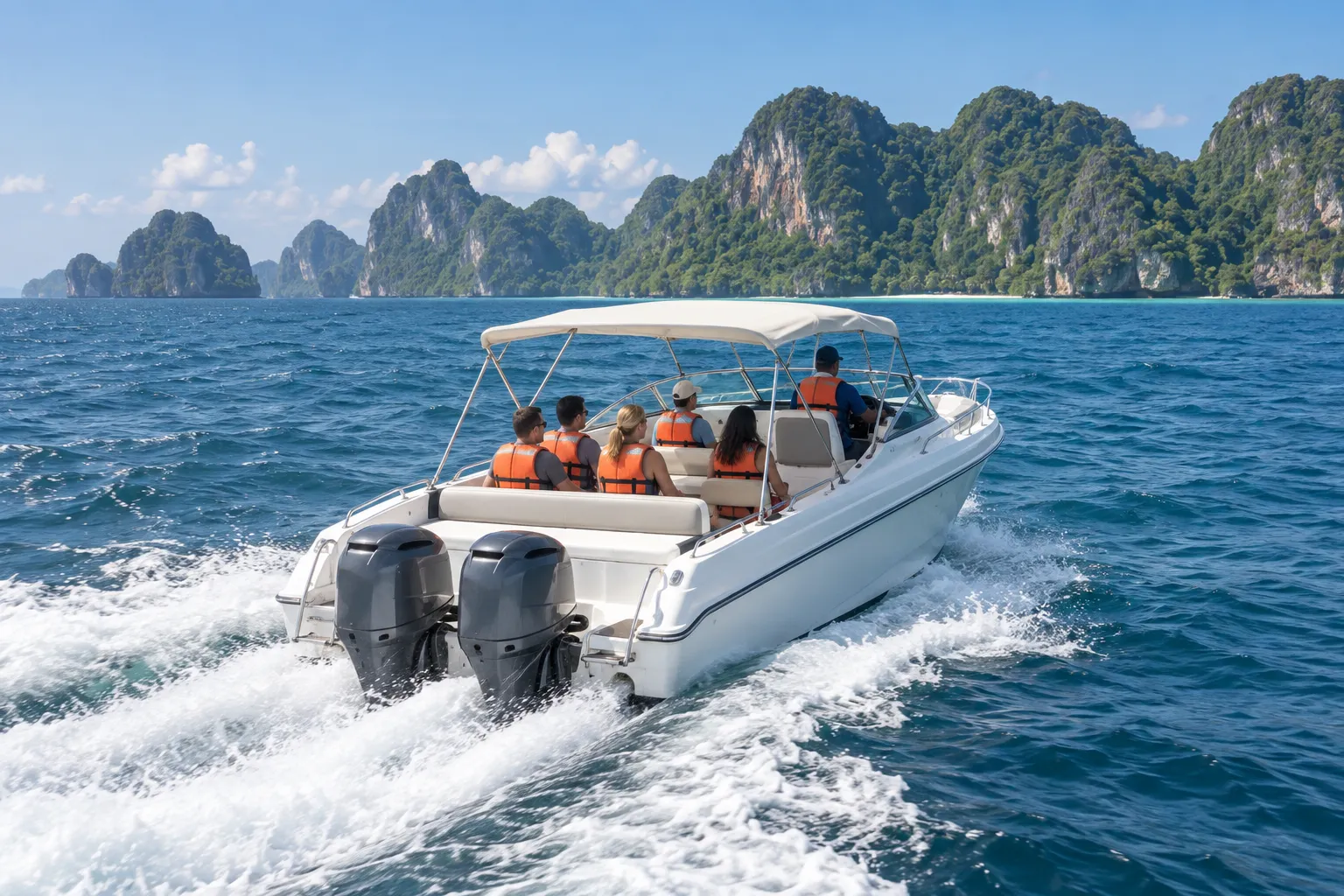 Speedboat heading to the Phi Phi Islands