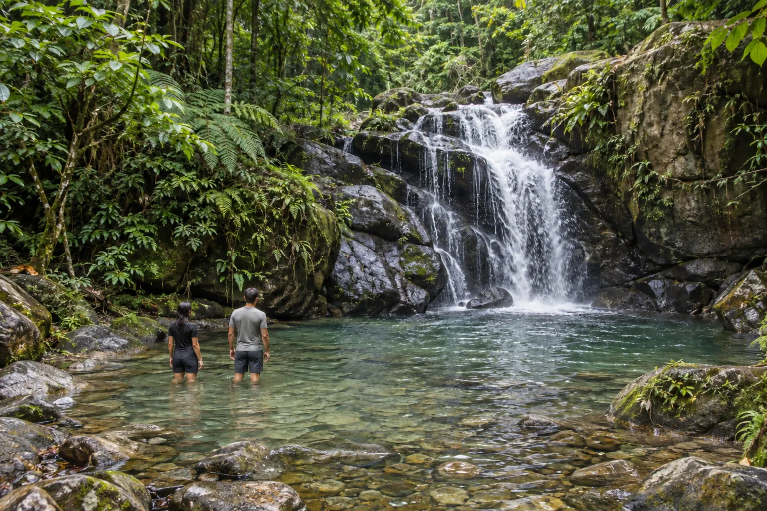 Jungle waterfall and natural pool